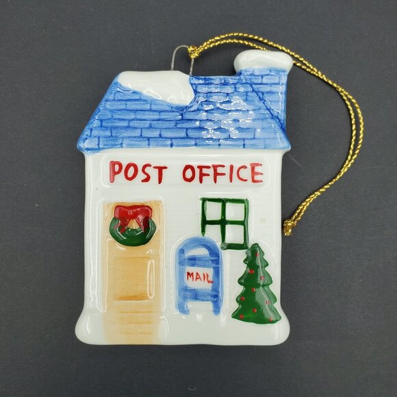 Ceramic Village Christmas Tree Ornaments Post Office School Craft Shop House - Picture 5 of 6
